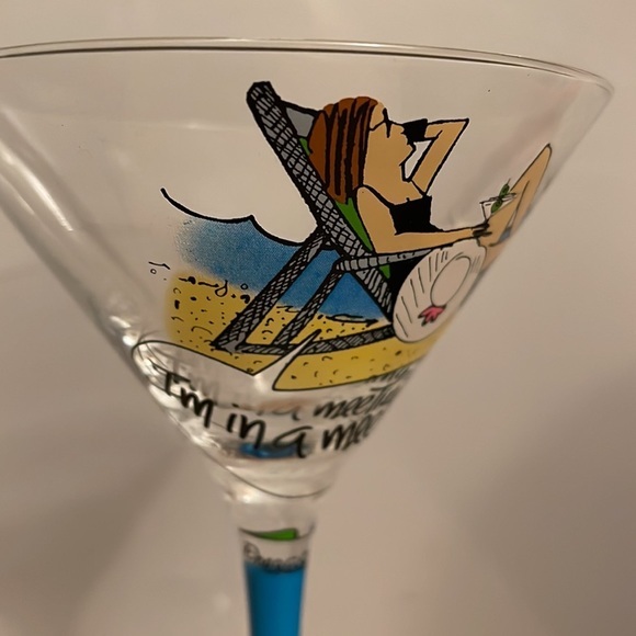 New in box “I’m in a meeting” martini glass by Tumbleweed Pottery - Picture 1 of 11